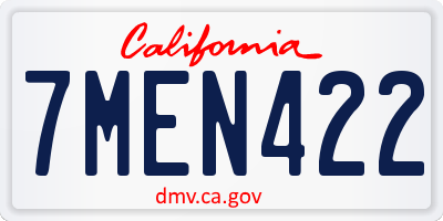 CA license plate 7MEN422