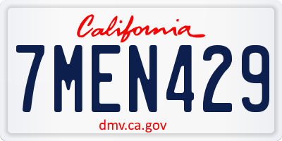 CA license plate 7MEN429