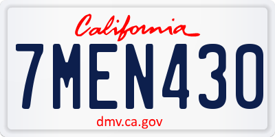 CA license plate 7MEN430