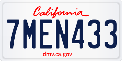 CA license plate 7MEN433