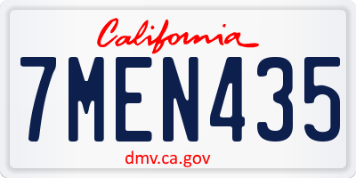 CA license plate 7MEN435