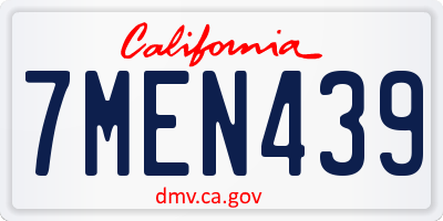 CA license plate 7MEN439