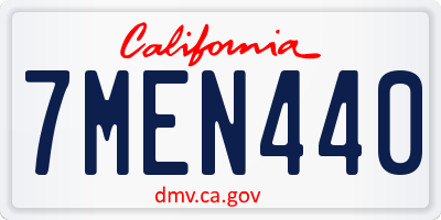 CA license plate 7MEN440