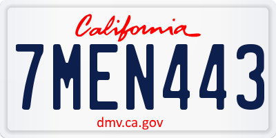 CA license plate 7MEN443