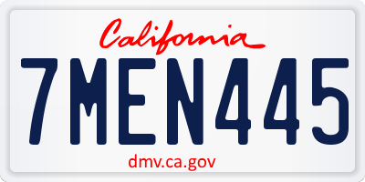 CA license plate 7MEN445