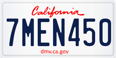 CA license plate 7MEN450