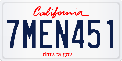 CA license plate 7MEN451