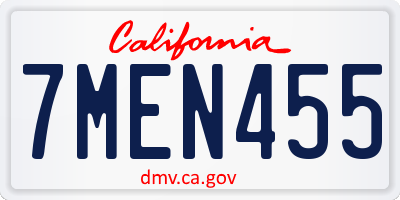 CA license plate 7MEN455