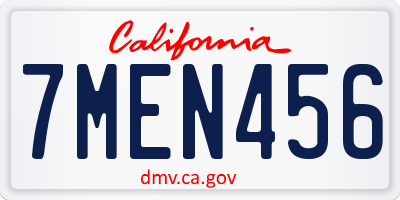 CA license plate 7MEN456