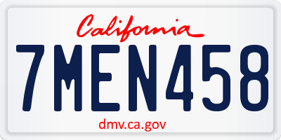 CA license plate 7MEN458