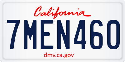 CA license plate 7MEN460