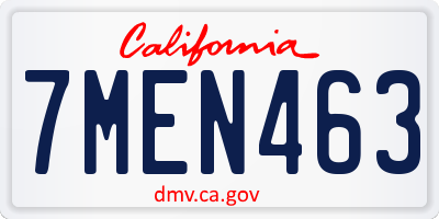 CA license plate 7MEN463