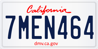 CA license plate 7MEN464