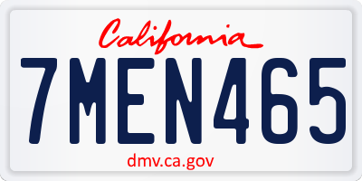 CA license plate 7MEN465