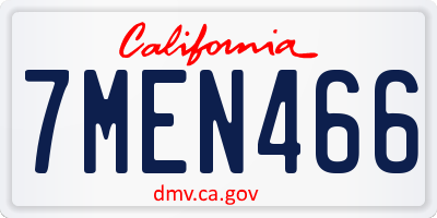 CA license plate 7MEN466