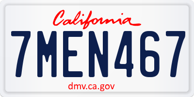 CA license plate 7MEN467