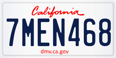 CA license plate 7MEN468