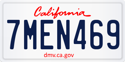 CA license plate 7MEN469