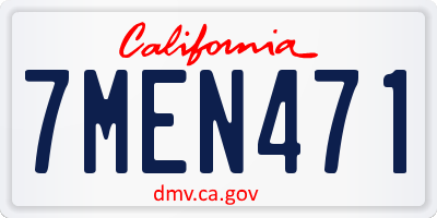 CA license plate 7MEN471