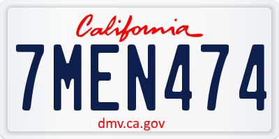 CA license plate 7MEN474