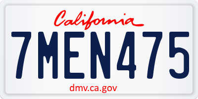 CA license plate 7MEN475