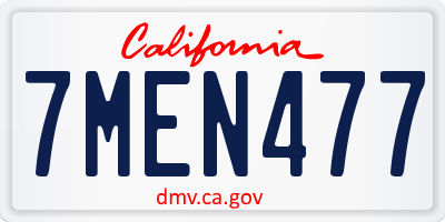 CA license plate 7MEN477
