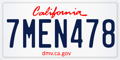 CA license plate 7MEN478
