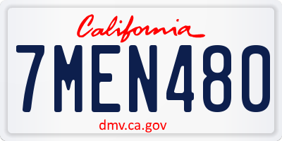 CA license plate 7MEN480