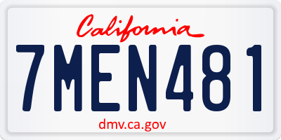 CA license plate 7MEN481