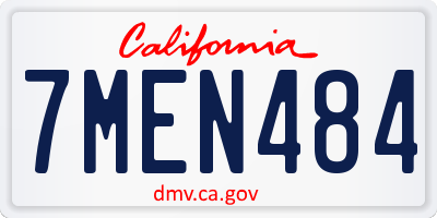 CA license plate 7MEN484