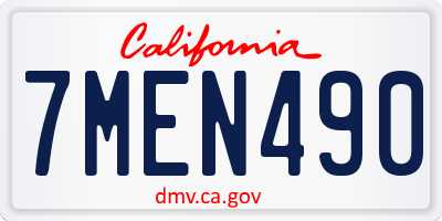CA license plate 7MEN490
