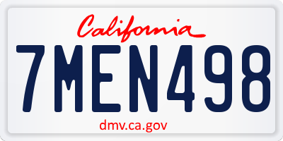 CA license plate 7MEN498