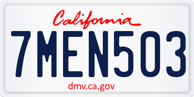 CA license plate 7MEN503