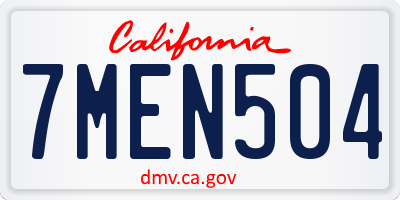 CA license plate 7MEN504