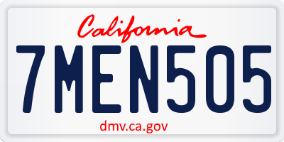CA license plate 7MEN505