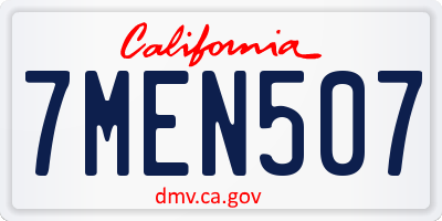 CA license plate 7MEN507