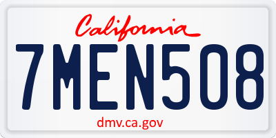 CA license plate 7MEN508