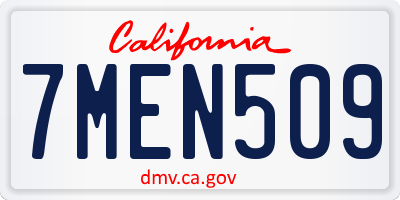 CA license plate 7MEN509