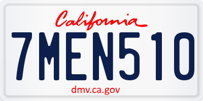 CA license plate 7MEN510