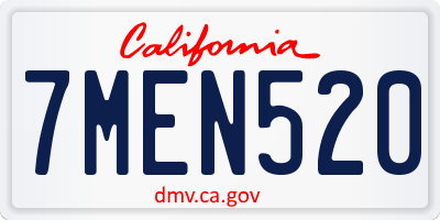 CA license plate 7MEN520
