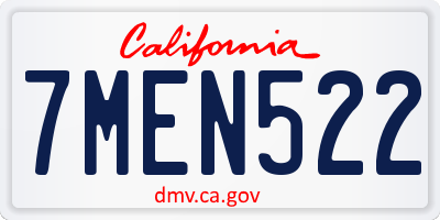 CA license plate 7MEN522