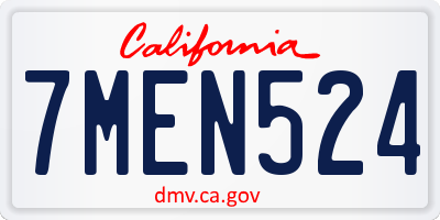 CA license plate 7MEN524