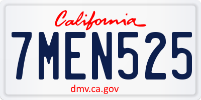CA license plate 7MEN525