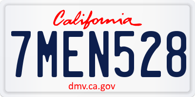 CA license plate 7MEN528