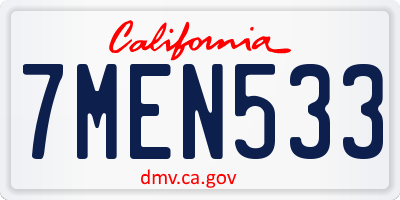 CA license plate 7MEN533