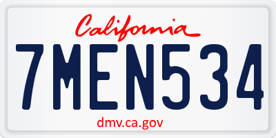 CA license plate 7MEN534