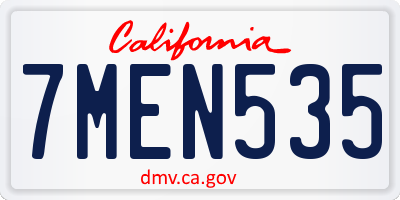 CA license plate 7MEN535