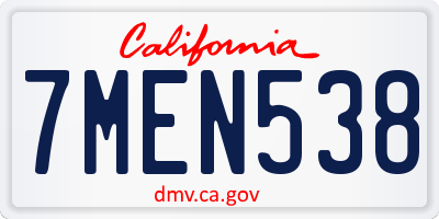 CA license plate 7MEN538