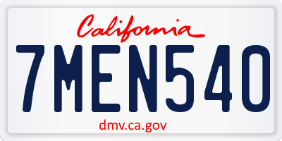 CA license plate 7MEN540