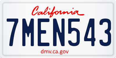 CA license plate 7MEN543